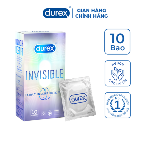 [CHÍNH HÃNG] Bao cao su SIÊU MỎNG Durex Invisible 10 cái cao cấp
