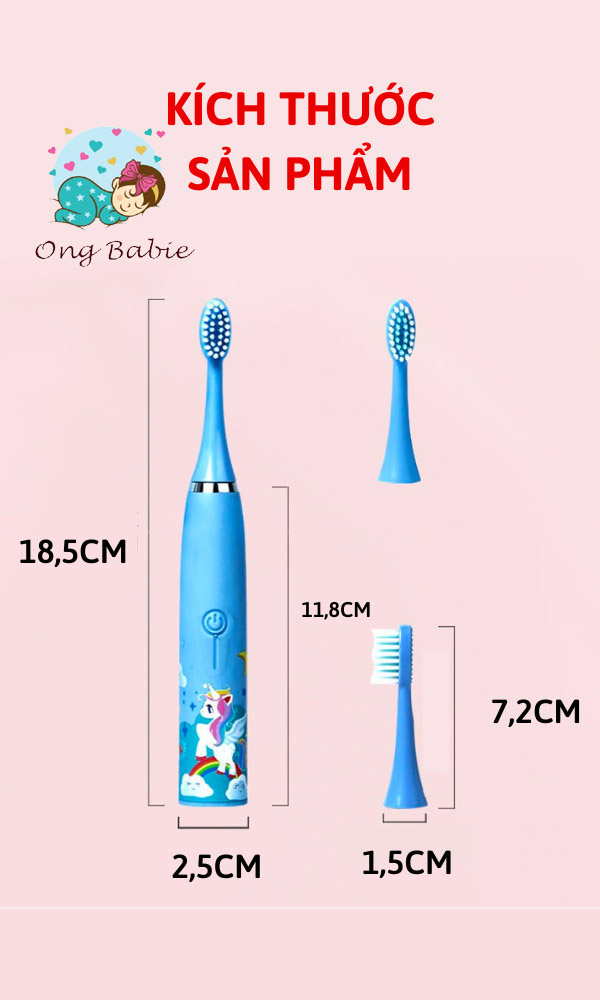 Bàn chải đánh răng điện trẻ em. Chính hãng SONIC - 4 chế độ tự động dánh sạch răng. Tặng kèm 6 đầu bàn chải
