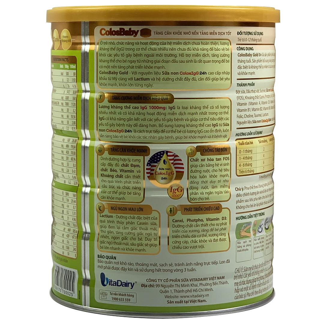 [CHÍNH HÃNG] Sữa Non ColosBaby Gold Số 0+ 800g (COLOS BABY -  COLOSBABY - Colos baby)