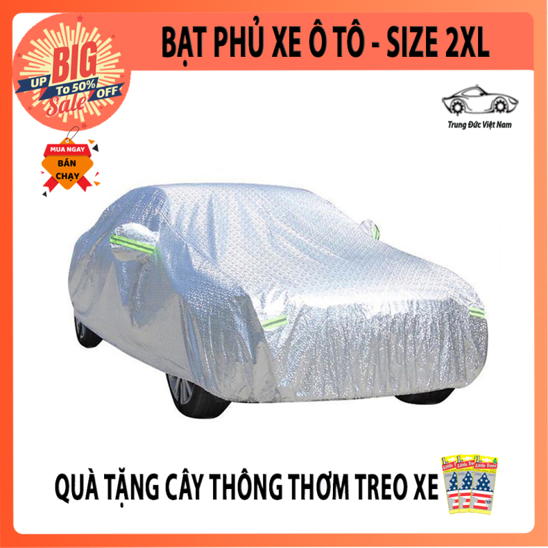 Bạt phủ ô tô, bạt chắn nắng thông minh - phản quang cách nhiệt, phủ nhôm tráng bạc, chống nắng, chống nước, chống bụi dành cho xe 4 chỗ - 7 chỗ - bán tải - bạt phủ trùm xe ô tô + quà tặng túi thơm hình cây thông treo xe