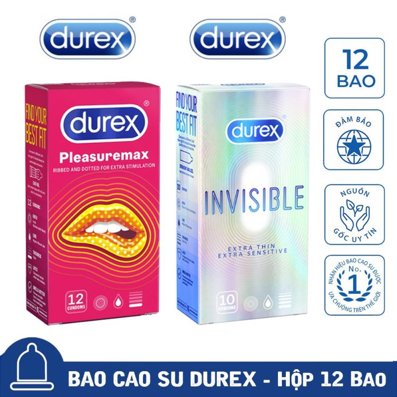 [Mua 1 tặng 1] Bao Cao Su Durex Pleasuremax gân gai + Durex Invisible Extra Thin cực siêu mỏng   CHE TÊN SẢN PHẨM nhập khẩu