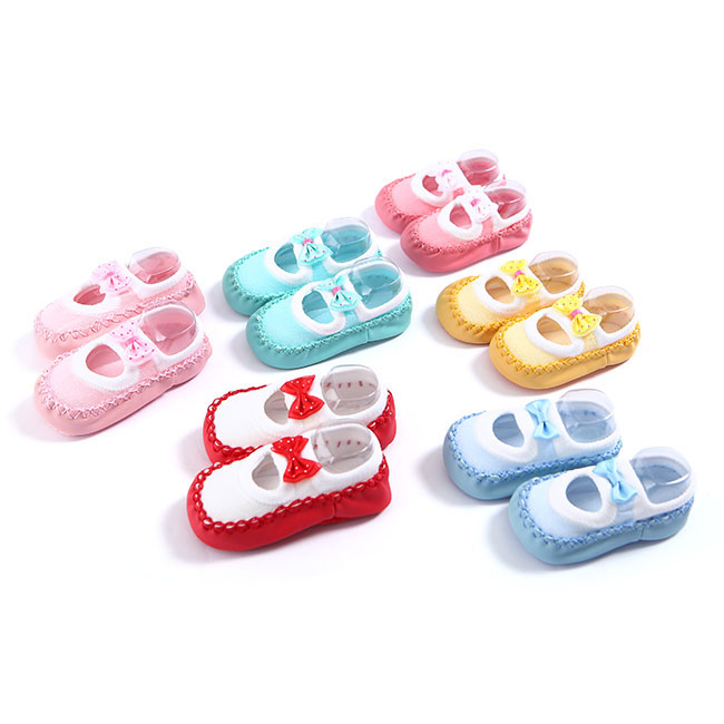 [HCM]Combo 02 Đôi Giày Tập Đi Nơ Đế Nhựa Chống Trượt Cho Bé Free Size