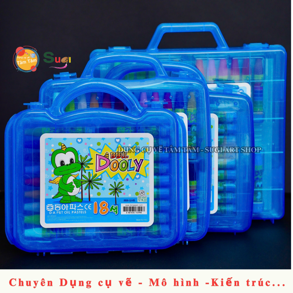 Bút Sáp dầu Dooly Dong A .  Hộp Nhựa xuất xứ Hàn Quốc chính hãng , Dooly Oil Pastel D.A P&T