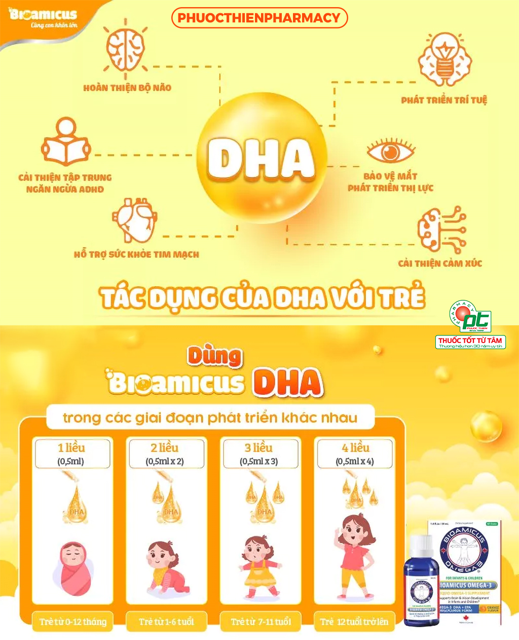 Bổ sung DHA cho bé Bioamicus DHA Omega 3 lọ 30ml