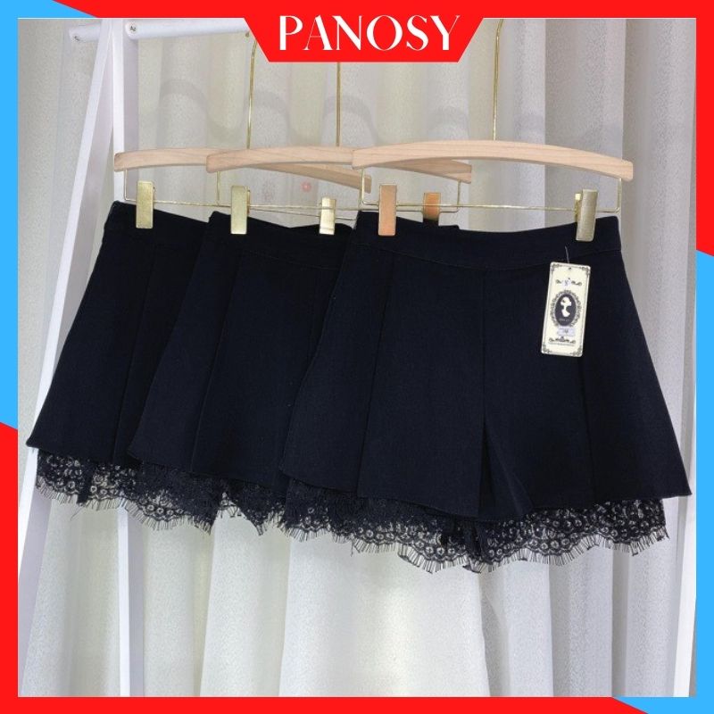 Chân váy ngắn dáng xòe chân váy công sở phối ren xinh xắn - CV đáp ren