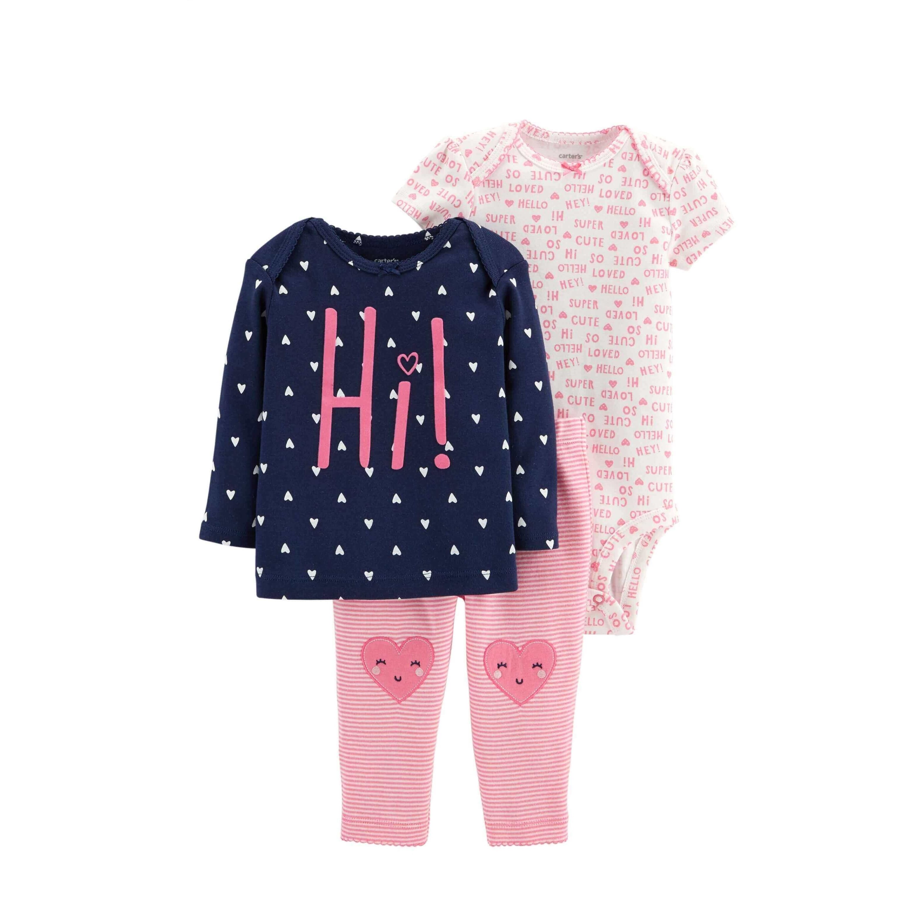 Set 3 món bé gái Carter’s Little Character Pink/Navy