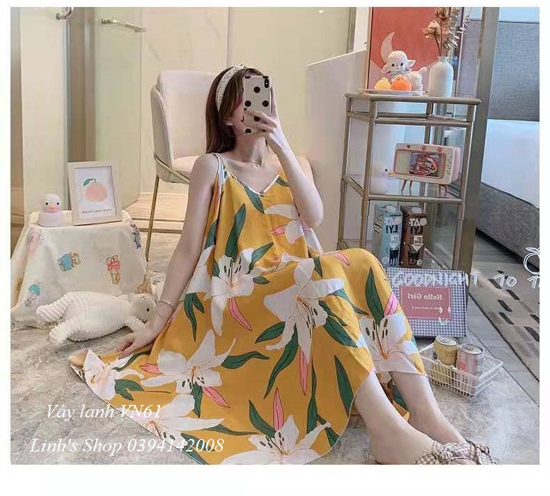 Váy 2 Dây Lanh Mặc Nhà VN61
