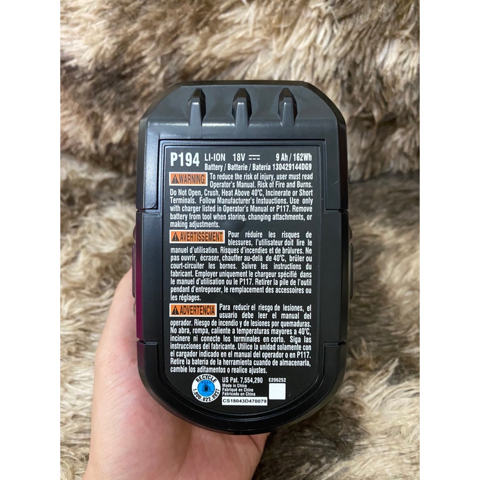 Pin Ryobi 18V 9AH nhận sạc zin, full tem. BN.