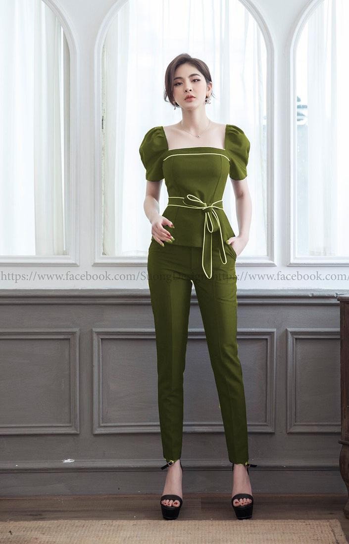 [HCM]SET BỘ THỜI TRANG PHỐI VIỀN THẮT NƠ DỄ THƯƠNG