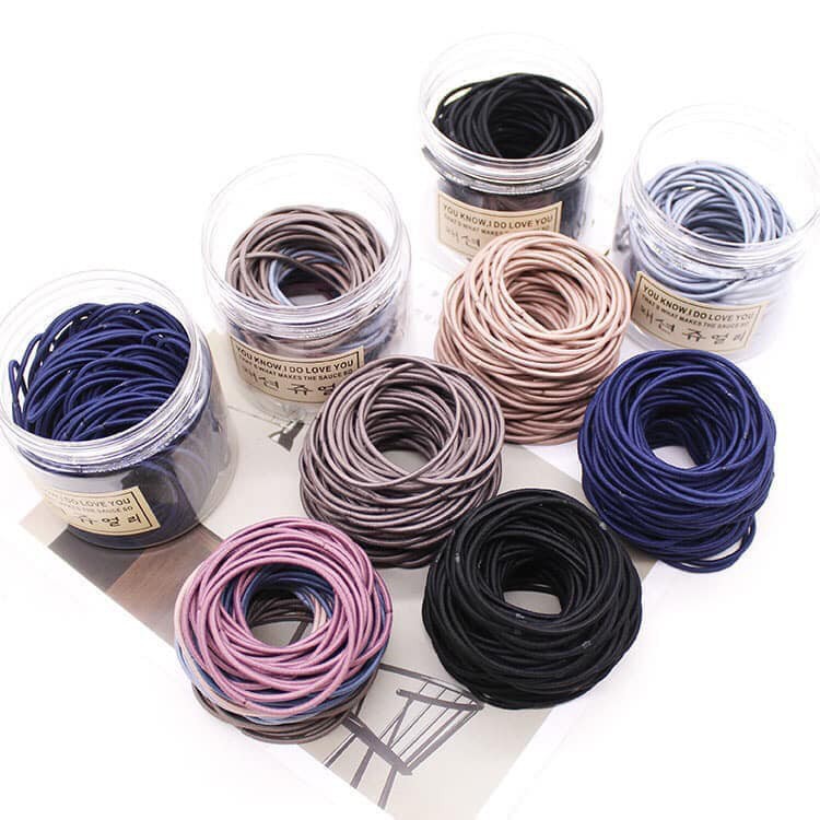(Combo 100),  Dây thun buộc tóc, Set 100 dây thun buộc tóc ,  dây cột tóc, thun buộc tóc,Túi Cột tóc, buộc tóc chun scrunchies siêu bự tiện lợi, xinh sắn