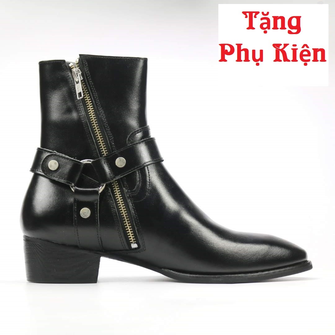 Giày nam Harness Boots Da Bò Đế Phíp gỗ Cao Cấp BẢO HÀNH 12 THÁNG. Tặng phụ kiên