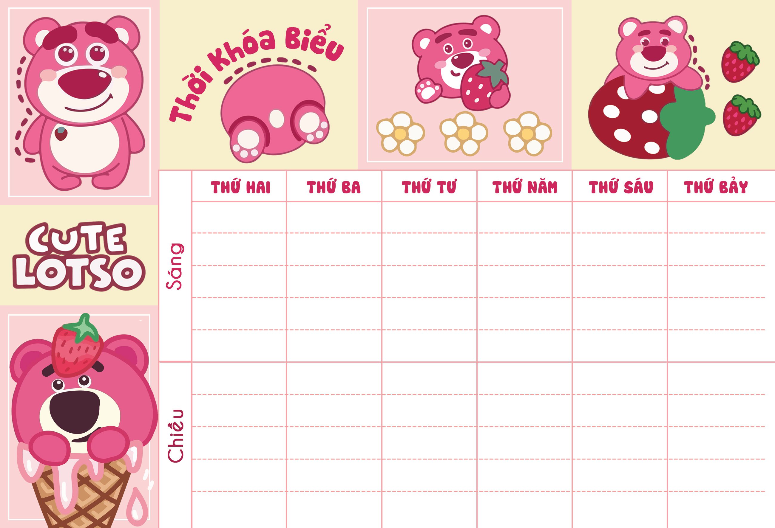 THỜI KHÓA BIỂU  CUTE (SIZE A5)
