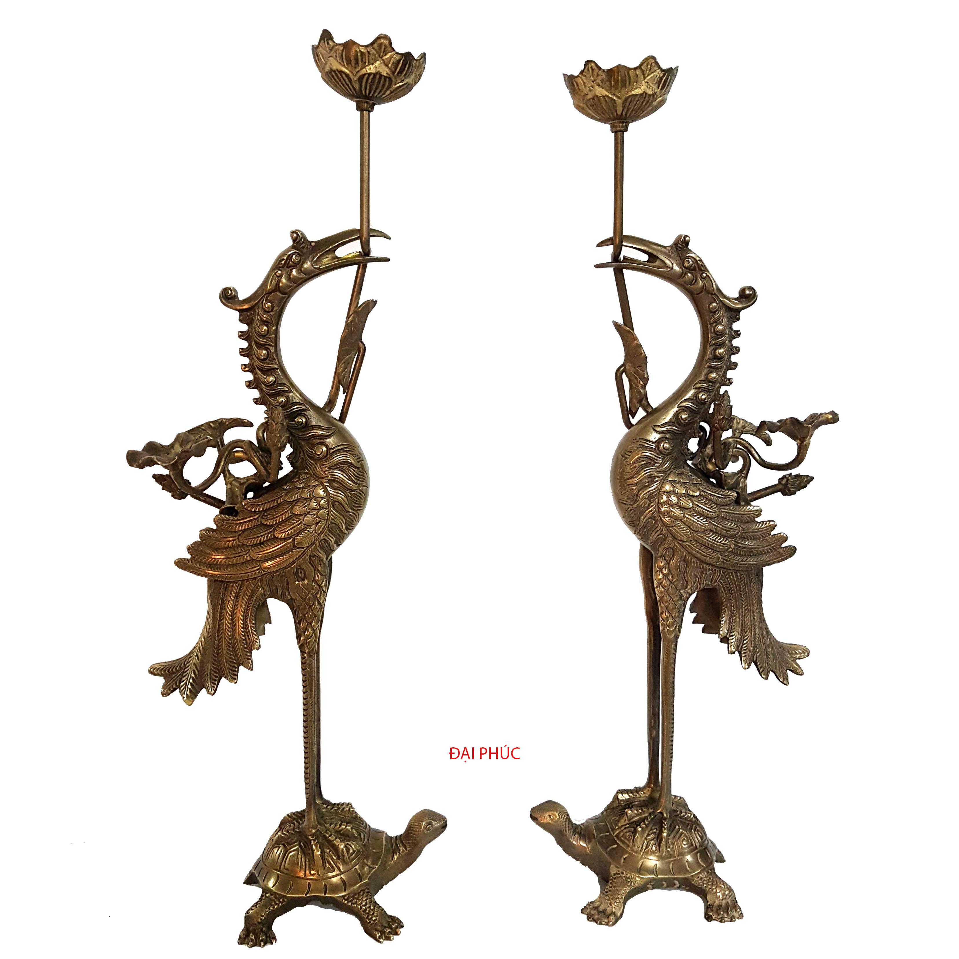 Đôi hạc cánh cao 53 cm màu đồng cổ
