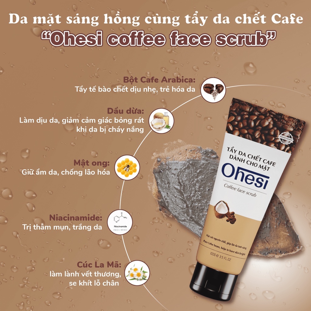 Tẩy tế bào chết Cafe Ohesi dành cho mặt 100g