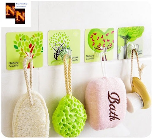 [ COMBO 5 CÁI MÓC ] - MÓC DÁN TƯỜNG IN HÌNH 3D HOẠ TIẾT SIÊU DÍNH