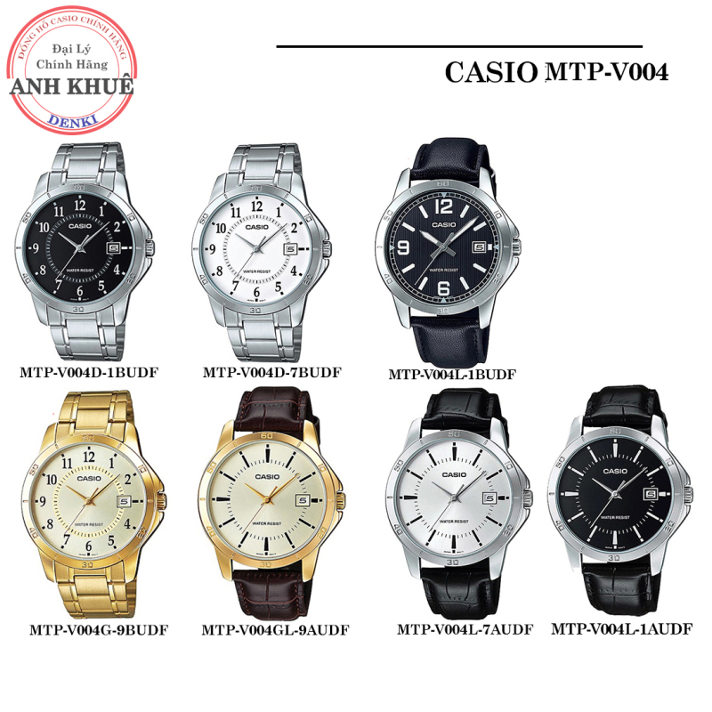 Đồng hồ nam Casio chính hãng Anh Khuê MTP-V004 (Dây da và thép) (42mm) Series MTP-V004D, MTP-V004L MTP-V004GL