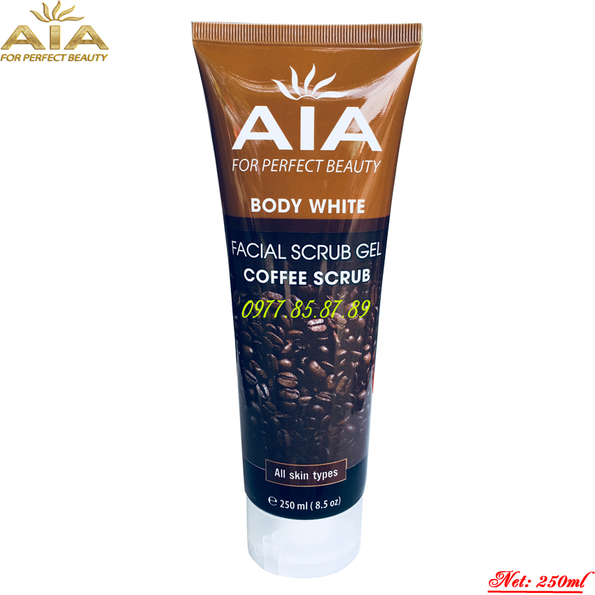 Gel kỳ tế bào chết dành cho Body tinh chất hạt cà phê mỹ phẩm AIA 250ml