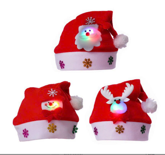 Nón Noel có đèn-nón giáng sinh vải nỉ-santa