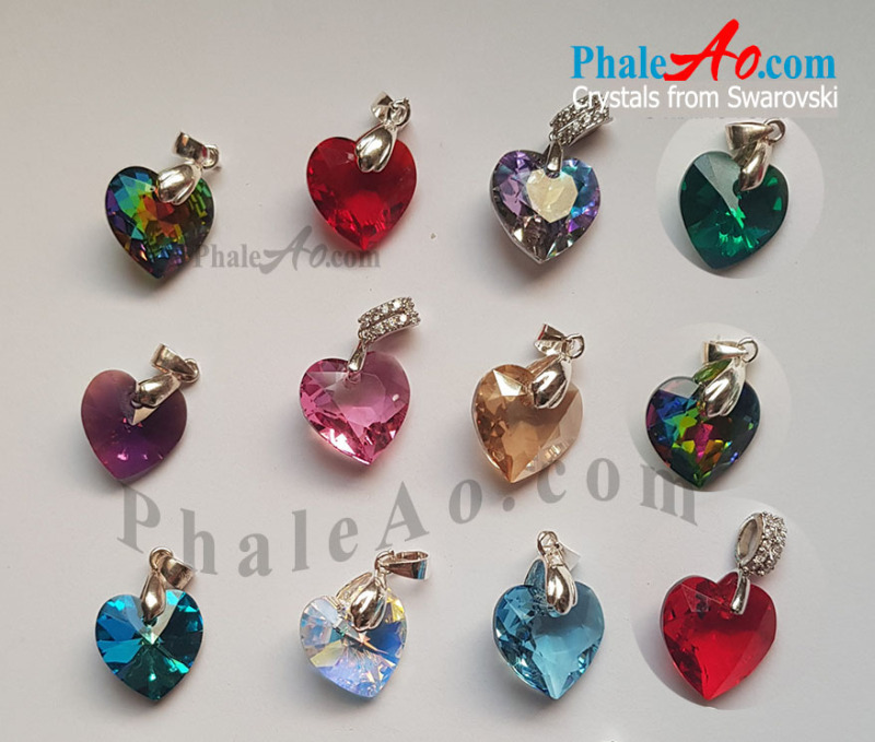 Mặt dây trái tim pha lê Swarovski nhiều màu – Swarovski heart cut pendant 6432, new 2020 love all