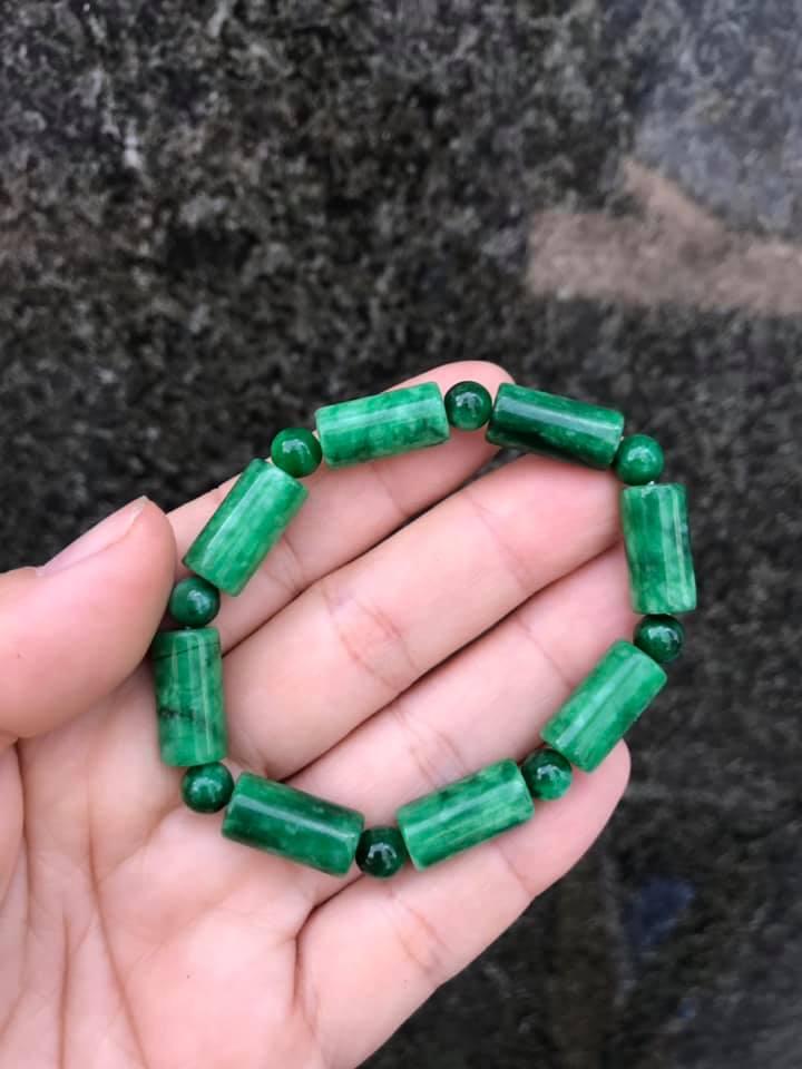 [HCM]VÒNG TAY NGỌC SƠN THỦY KIỂU ĐỐT TRÚC MIX HẠT TRÒN SIZE 8LI- TẶNG  KÈM DÂY DỰ PHÒNG