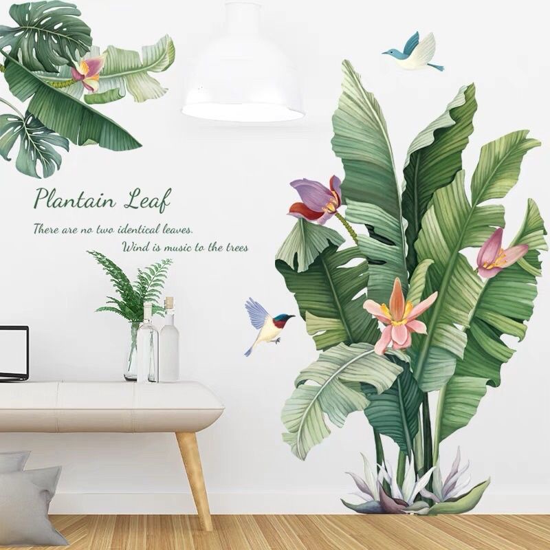 Decal dán tường trang trí phòng khách cây chuối