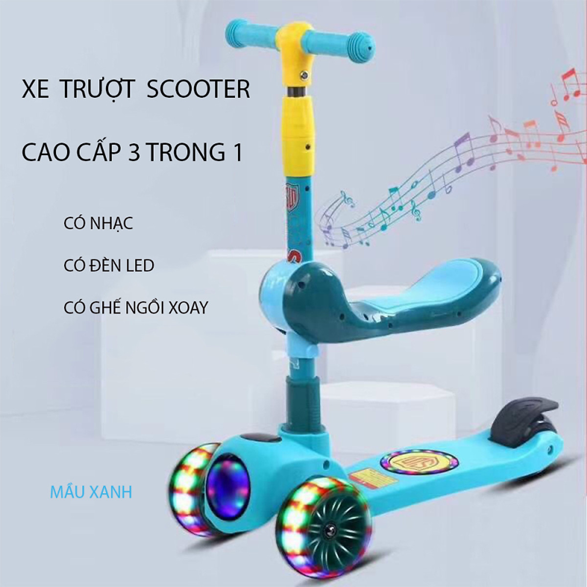 Xe trượt Scooter cho bé trai và gái, Đồ chơi trẻ em thông minh. Xe trượt scooter 3 bánh cho trẻ em có đèn Led kèm chuông. GiẢM tới 50% chỉ HÔM NAY