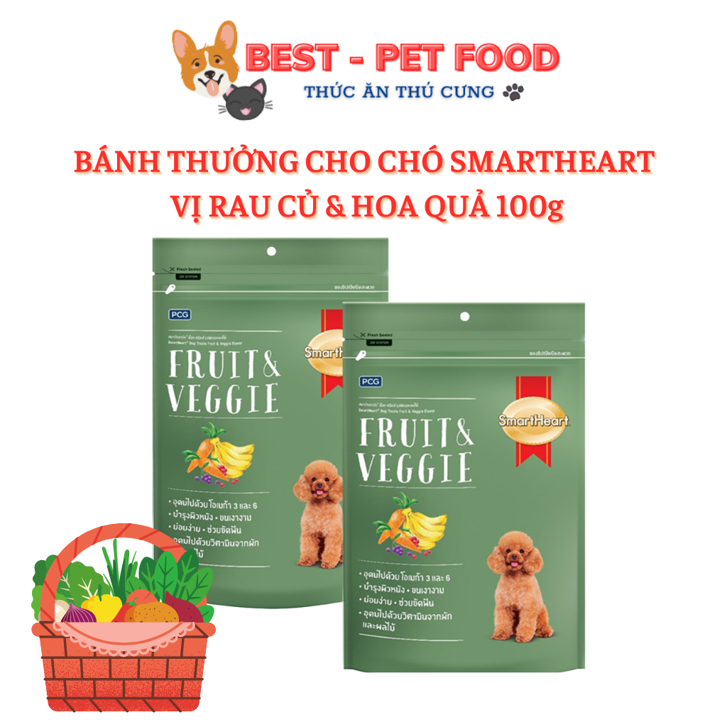 [GIẢM NGAY 25%] BÁNH THƯỞNG Snack SmartHeart Cho Chó Mọi Lứa Tuổi (100g)