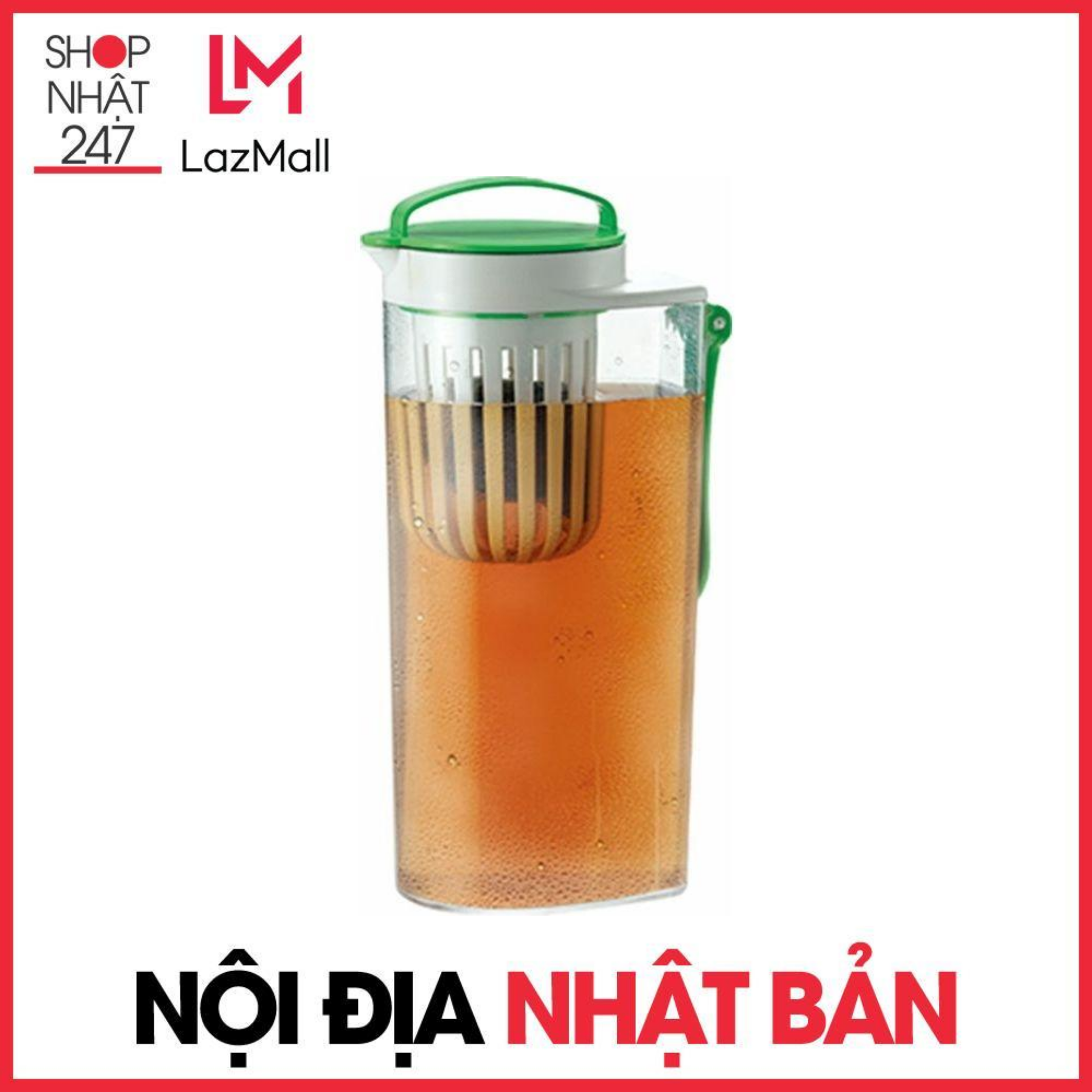 Bình có khay tách bã trà 2L nắp màu xanh Kokubo Cao Cấp nội địa Nhật Bản