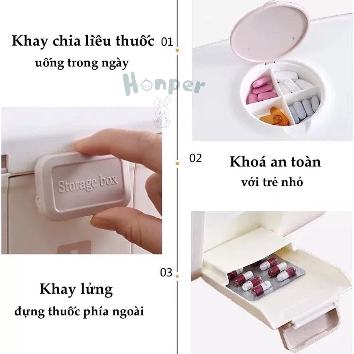 Hộp đựng thuốc/ dụng cụ chăm sóc Honper cho bé