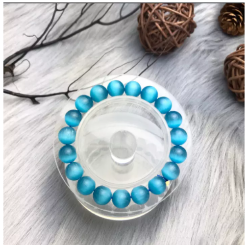 [HCM][KHUYẾN MẠI SỐC] Chuỗi Hạt mắt mèo 10MM xanh dương nhạt cao cấp.đá tự nhiên mang lại may mắn
