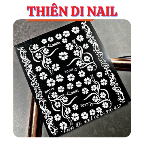 Stick hoa trắng dán móng, stick hoa nổi 3D MOON NAIL