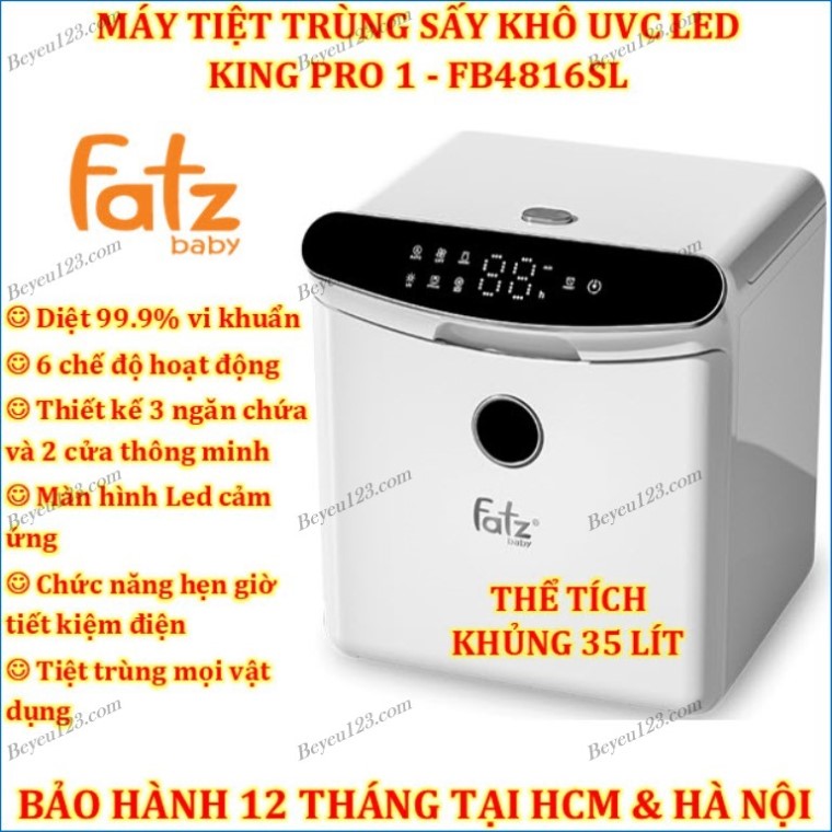 KING PRO 1 Máy tiệt trùng sấy khô Tia UV UVC LED Kingpro 1 Fatzbaby Fatz FB4816SL (Thiết kế 3 ngăn chứa và 2 cửa thông minh) MGG