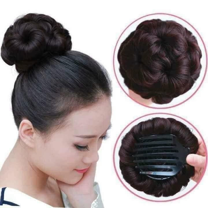 Búi tóc giả hình bông hoa trà hàng cao cấp