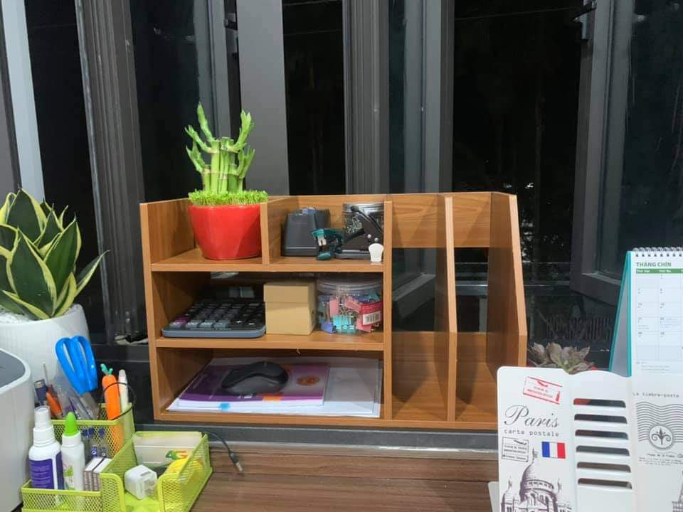 Kệ sách, kệ hồ sơ bằng gỗ để bàn. Kích thước 50 x 30 x 23cm. Gỗ MDF phủ melatium chống thấm cao cấp (MI62)