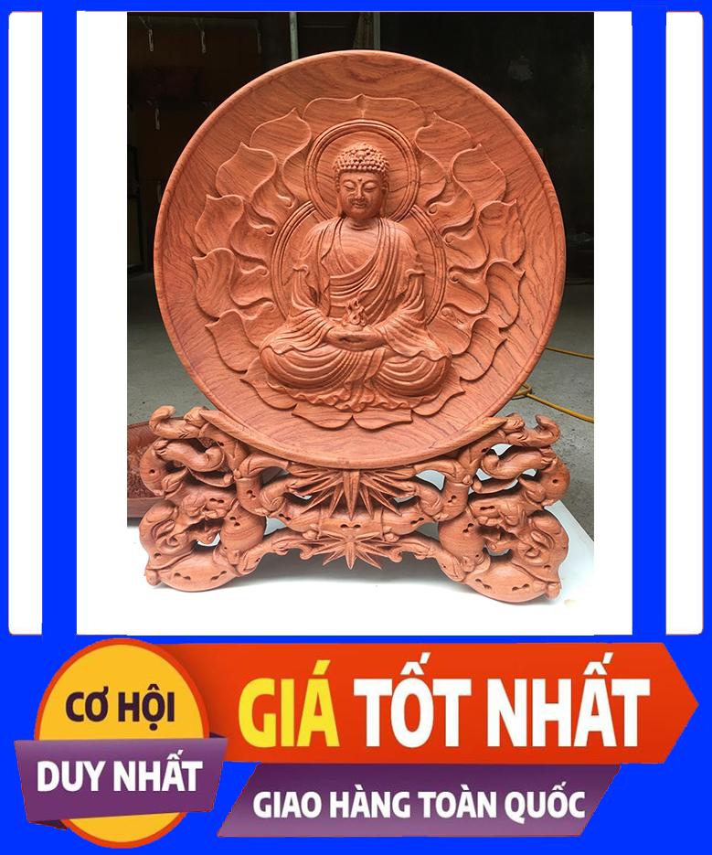 Đĩa Gỗ Hương Phong Thủy Chạm Khắc Tinh Xảo 32cm