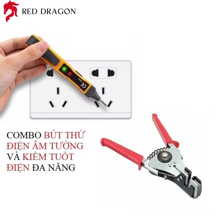 Reddragon Combo Bút Thử Điện Âm Tường AC DC Chip Cảm Biến Cực Nhạy Và Kiềm Tuốt Điện Đa Năng Tuốt Dây 1.0mm Đến 3.2mm