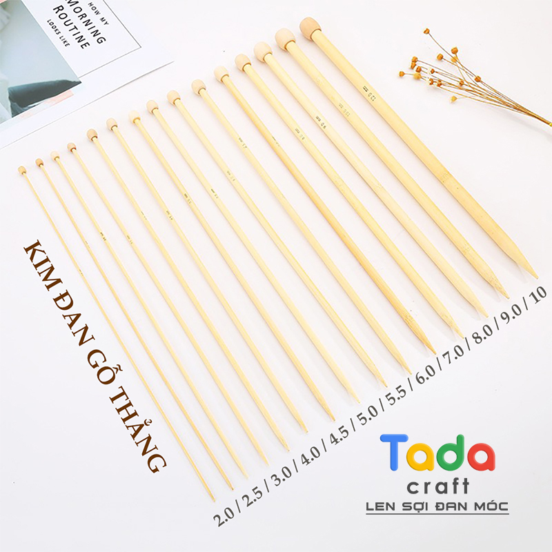 (Bộ 2 cây) Kim Đan Gỗ Dài 25cm Nhiều Size