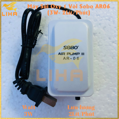 Máy Sủi Oxy 1 Vòi Sobo AR06 (3W- 2Lít/Phút) - Máy Oxi Cho Bể Cá