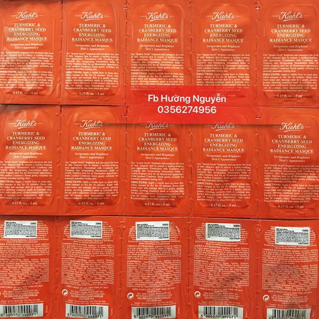 Sample gói Mặt nạ Nghệ KIEHL'S Tumeric & Cranberry Sáng Da Mờ Thâm