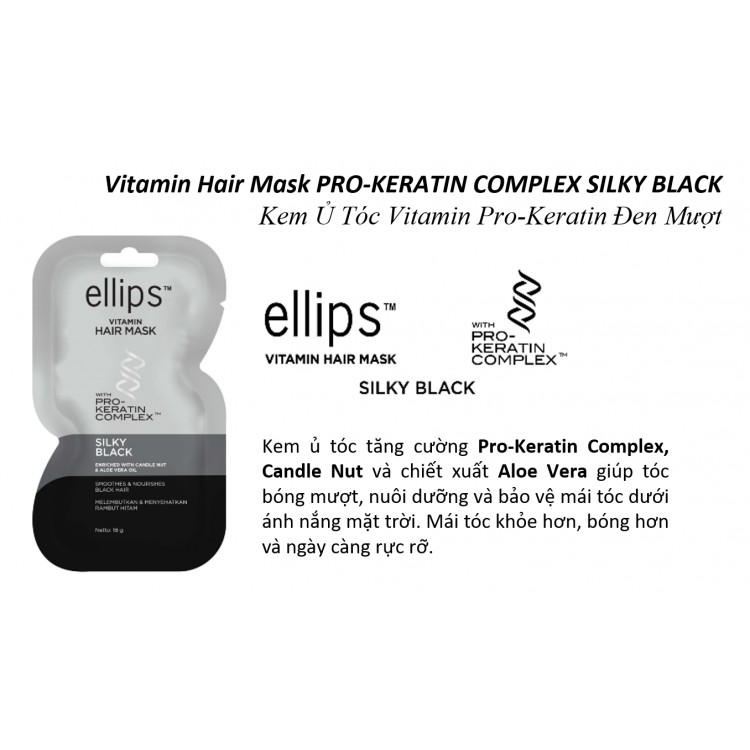 Ellips ủ tóc Keratin 18G Đen mượt(Ellips hair mask Keratin 18G Silky Black)
