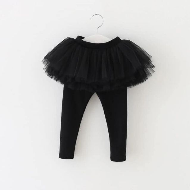 Quần legging pha chân váy ren bồng (có kèm video)
