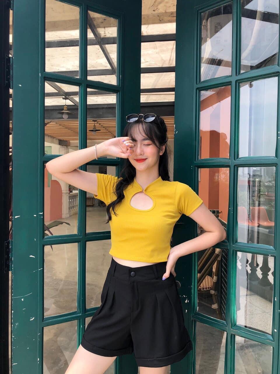 Quần short nữ gập gấu