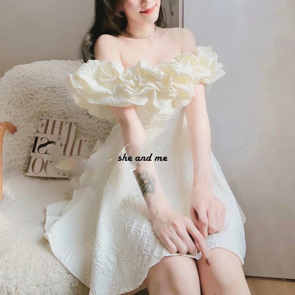Đầm gấm nổi hoa hồng-TH