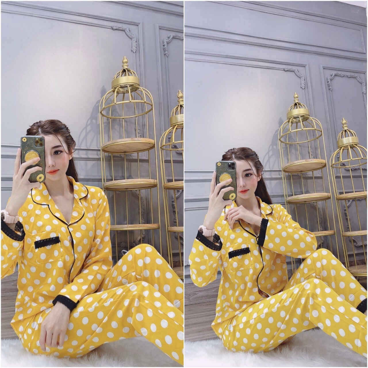 Đồ bộ chấm bi mặc nhà cực HOT mẫu mới nhất 2020