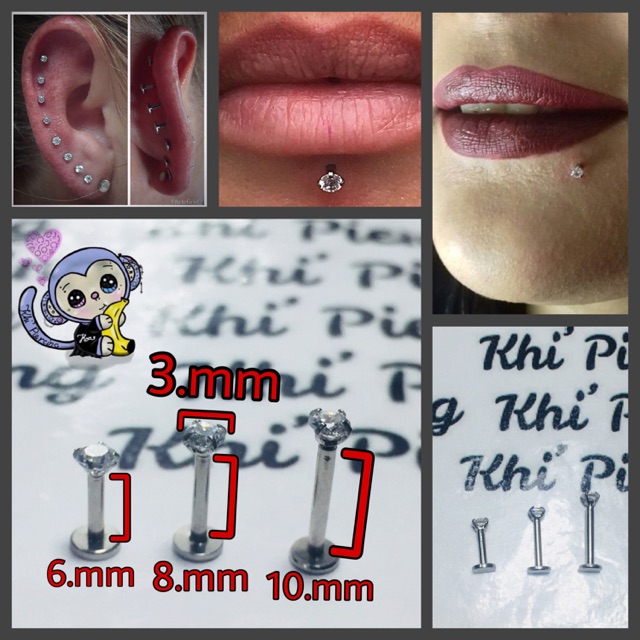 Khuyên Môi Đá hoặc Khuyên Tai đá vặn ( 1 chiếc )