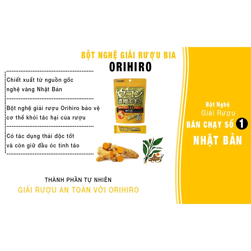 Tinh bột nghệ giải rượu Orihiro 20 gói