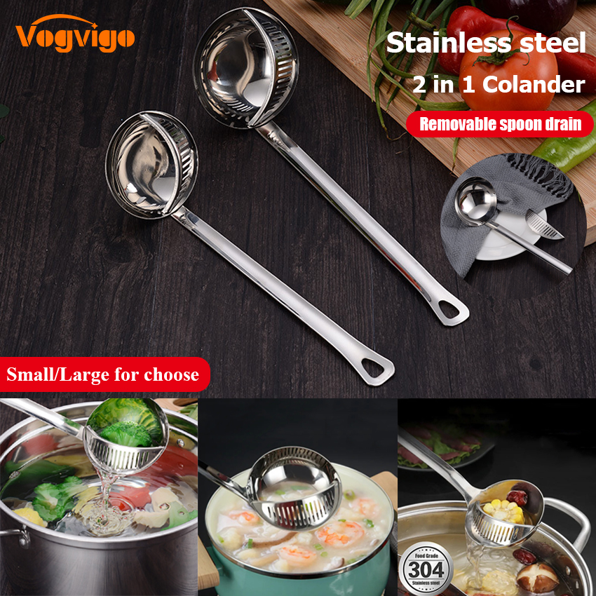 1Pc Removable Kitchen Colander Stainless Steel Spoon Long Handle Strainer Tableware Soup Spoon