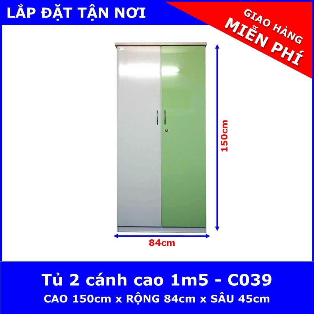 Tủ nhựa Đài Loan 2 cánh cao 1m5 - C039 ( 84cm x 45cm x 150cm )
