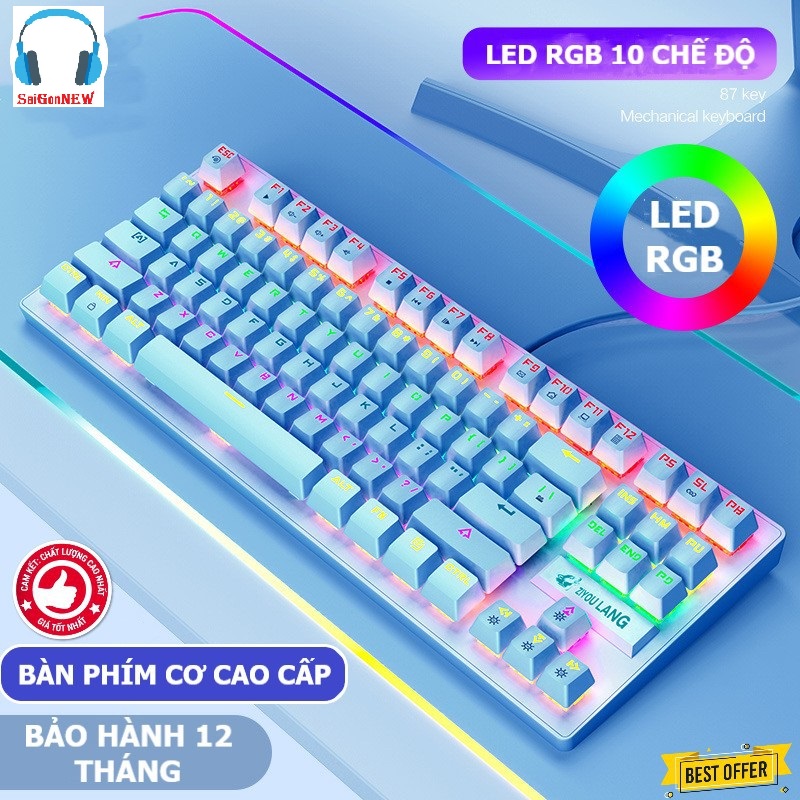 Bàn Phím Cơ Máy Tính K2 Pro Led RGB, Chuyên Game Blue Switch  Có 10 Chế Độ Màu Siêu Đẹp - Hàng Chính Hãng