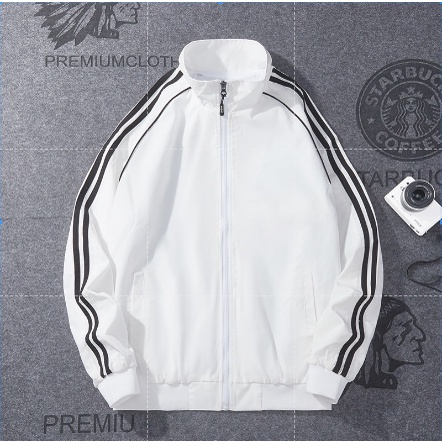 Áo Khoác Dù Phối Sọc Tay Basic Nam Nữ - Azura Store
